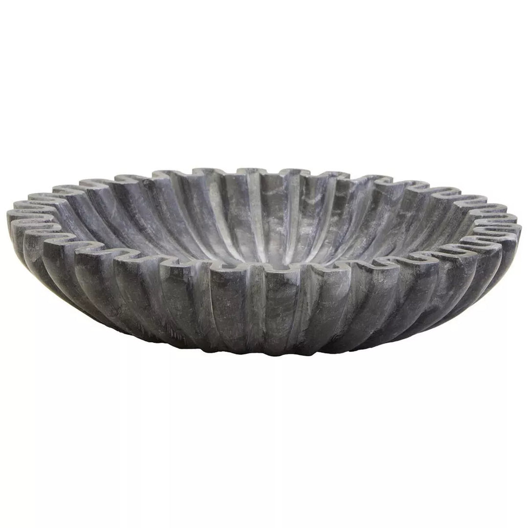 Savio Fluted Marble Bowl - Grey