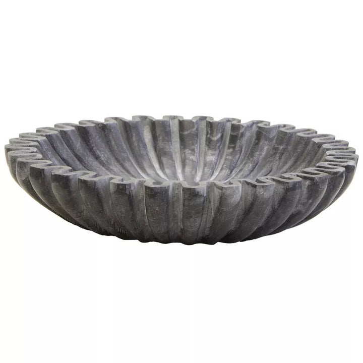 Savio Fluted Marble Bowl - Grey