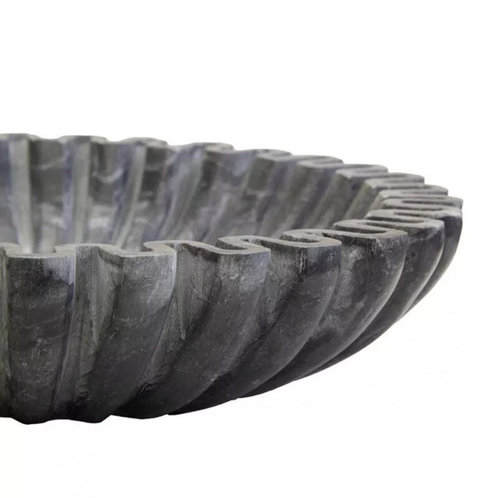 Savio Fluted Marble Bowl - Grey