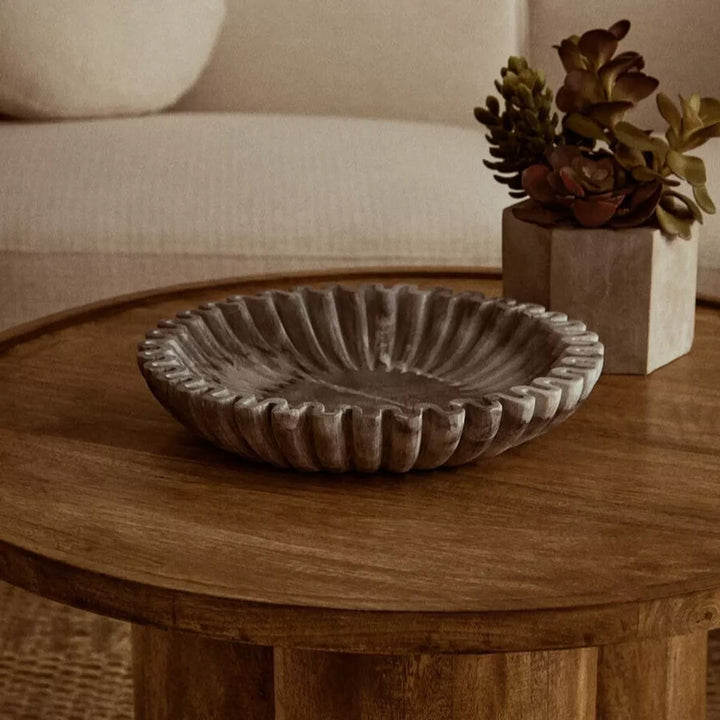 Savio Fluted Marble Bowl - Grey