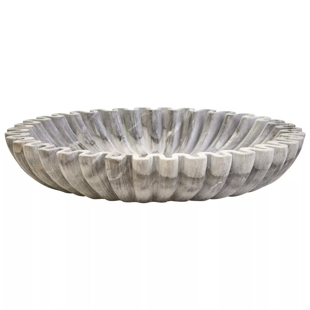 Savio Fluted Marble Bowl - Grey