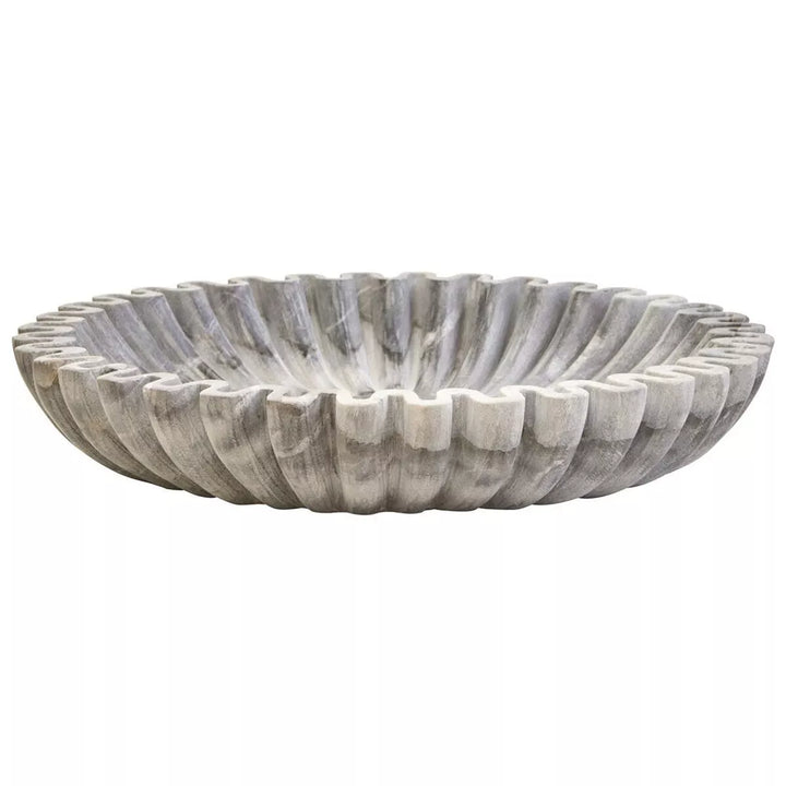 Savio Fluted Marble Bowl - Grey