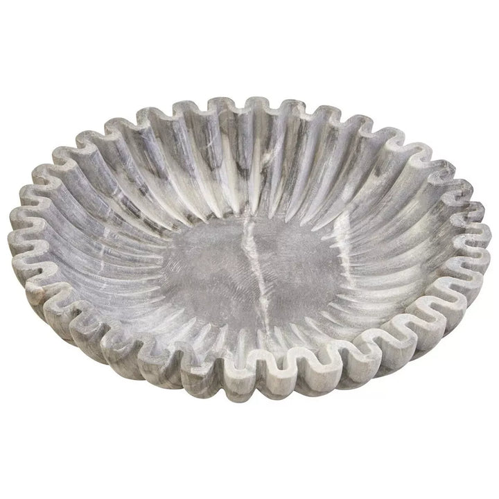 Savio Fluted Marble Bowl - Grey