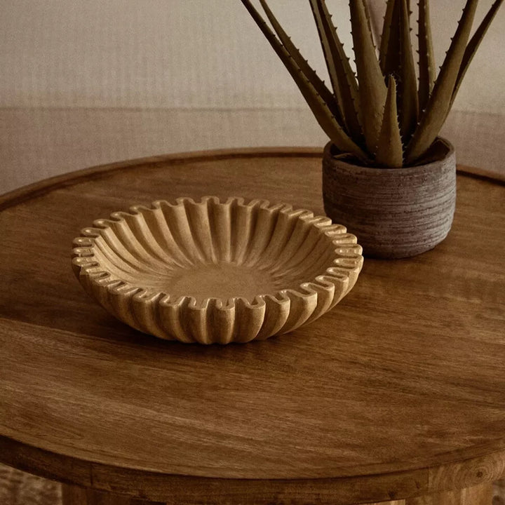 Savio Fluted Marble Bowl - Ochre