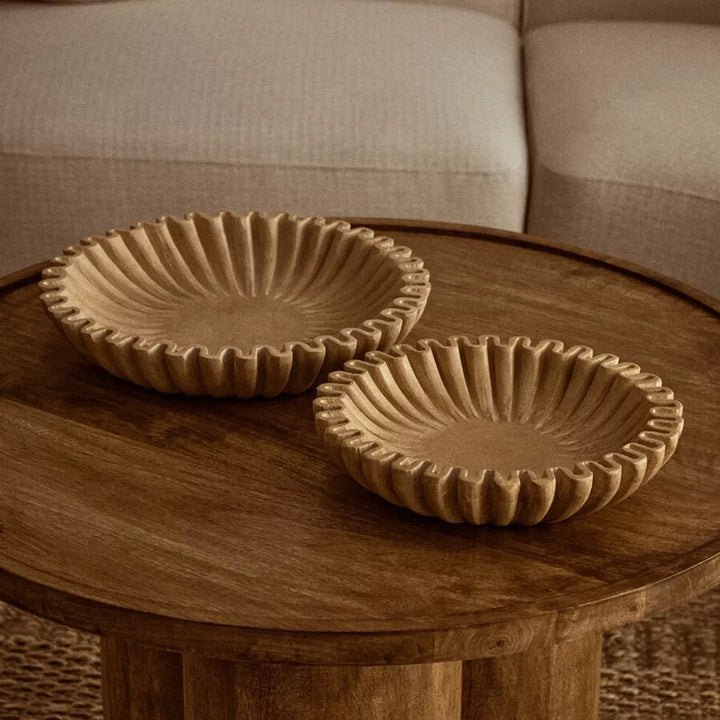 Savio Fluted Marble Bowl - Ochre