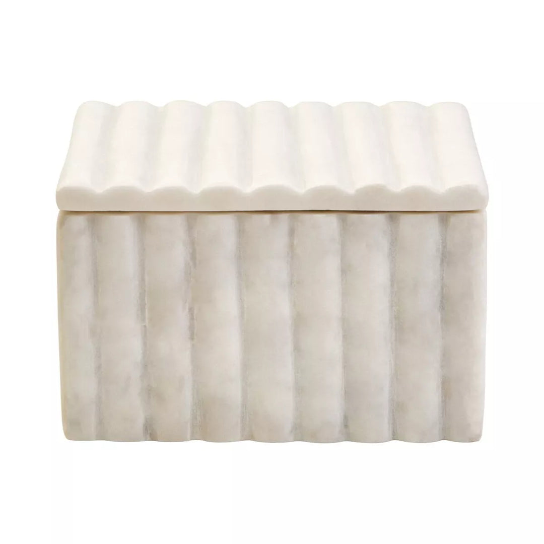 Savio Square White Fluted Marble Box