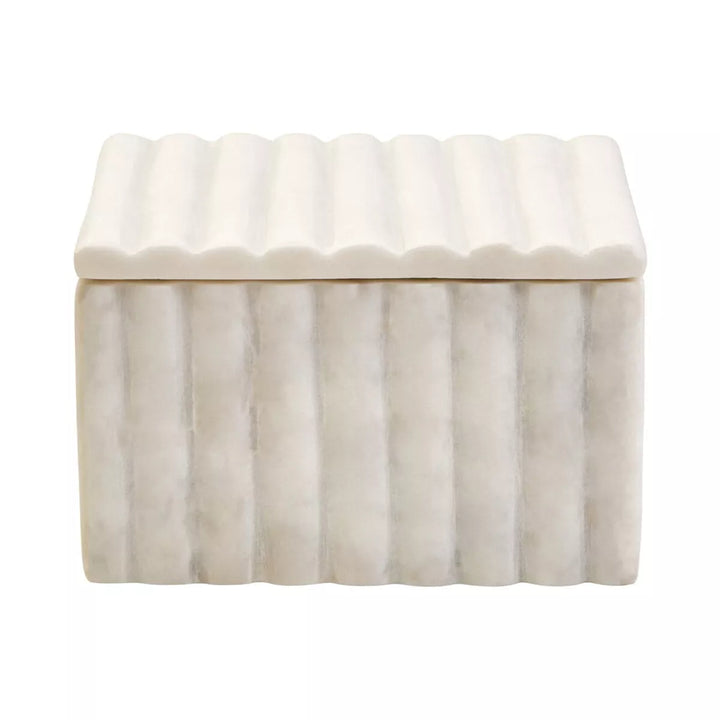 Savio Square White Fluted Marble Box
