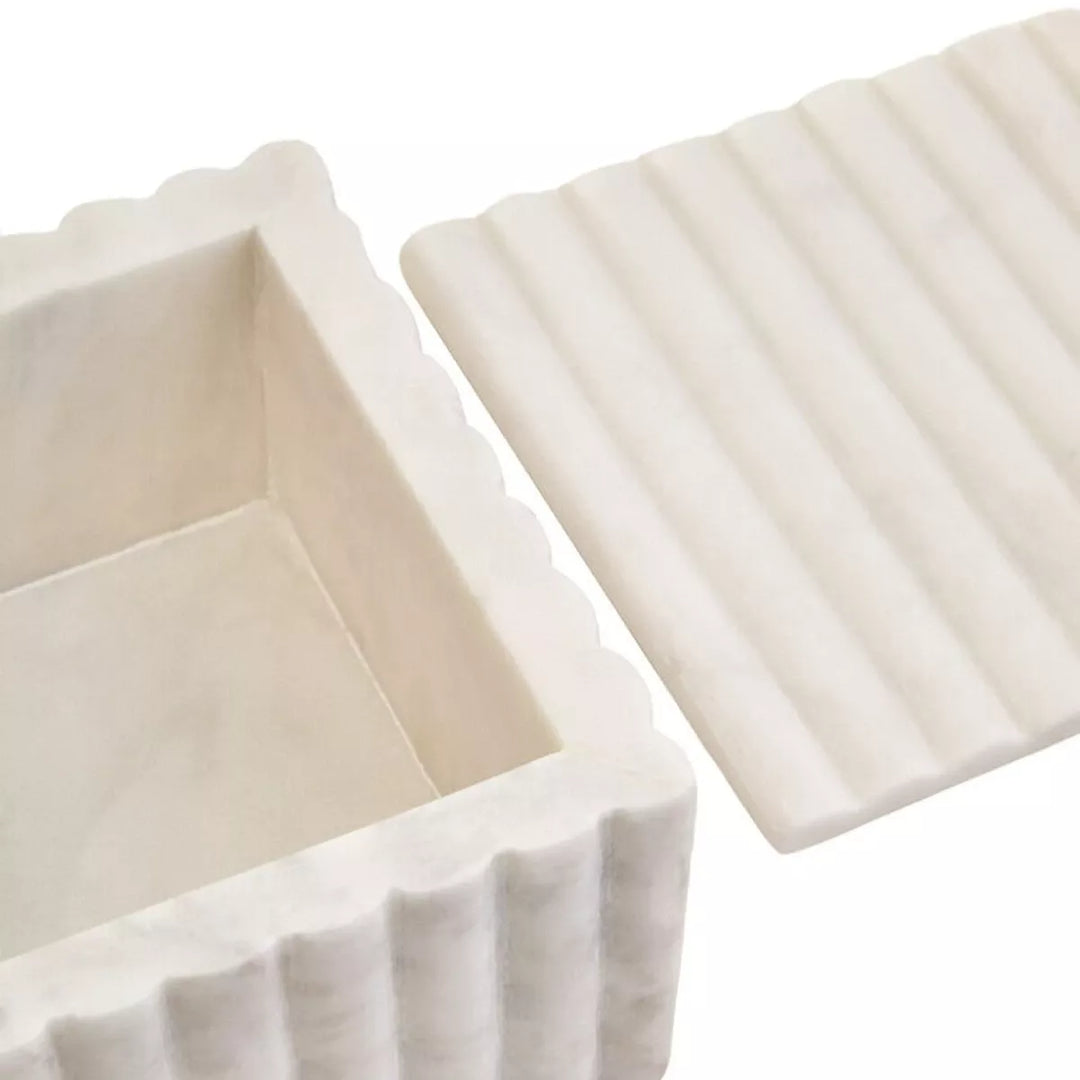 Savio Square White Fluted Marble Box