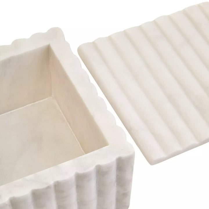 Savio Square White Fluted Marble Box