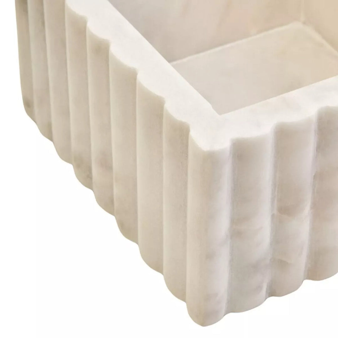 Savio Square White Fluted Marble Box