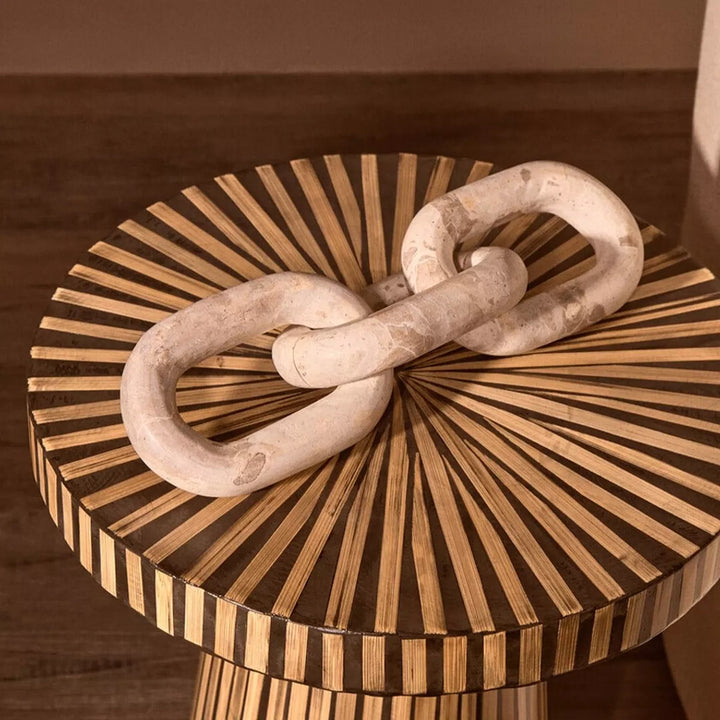 Santino Chocolate Marble Three Link Chain Decorative Sculpture