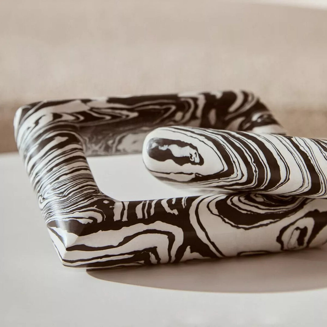 Helsa Black & White Marble Two Link Chain Decorative Sculpture