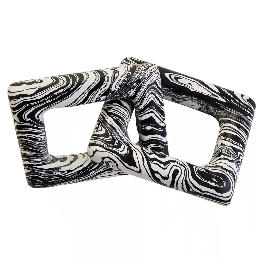 Helsa Black & White Marble Two Link Chain Decorative Sculpture