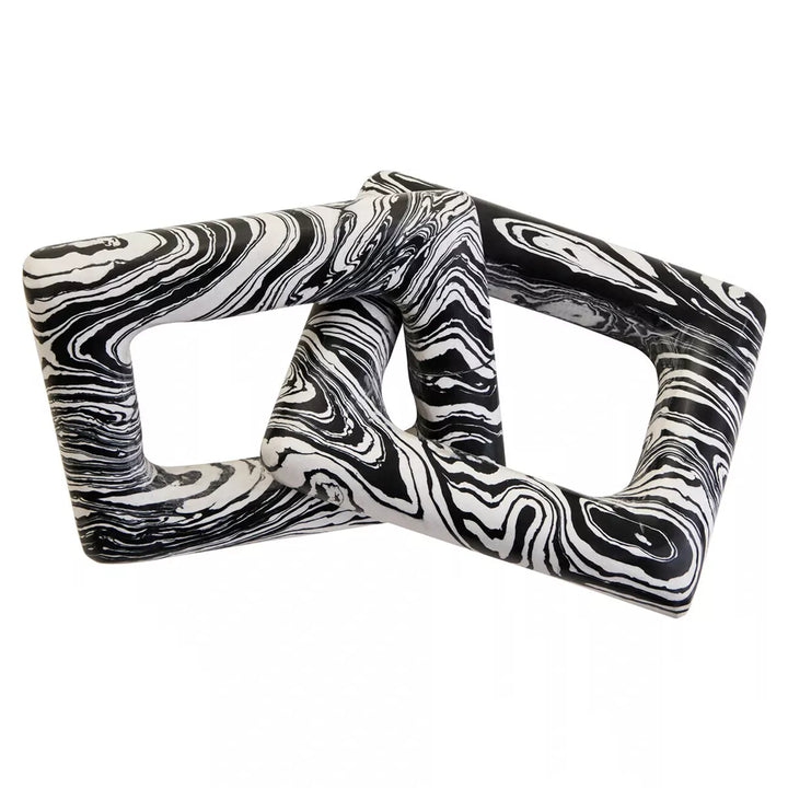 Helsa Black & White Marble Two Link Chain Decorative Sculpture