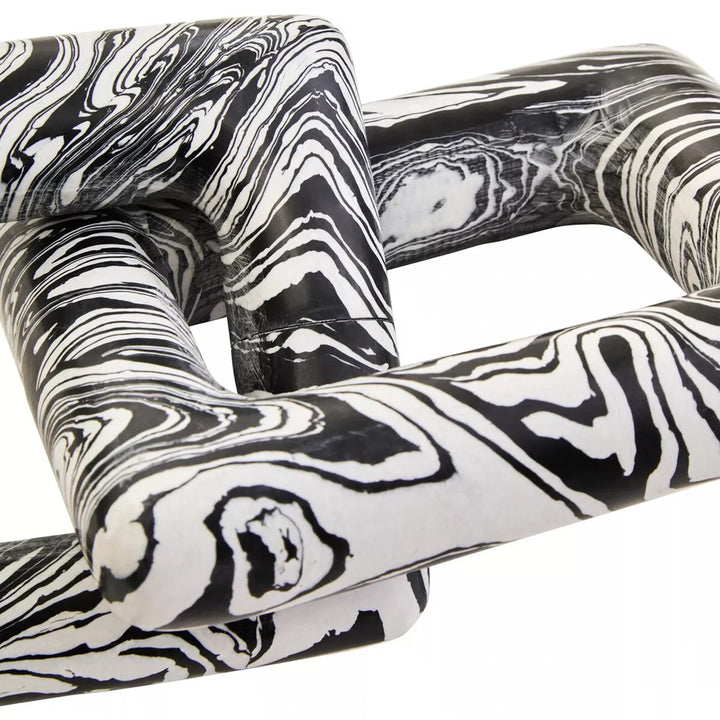 Helsa Black & White Marble Two Link Chain Decorative Sculpture