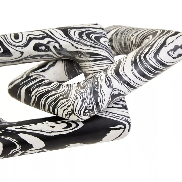 Helsa Black & White Marble Two Link Chain Decorative Sculpture