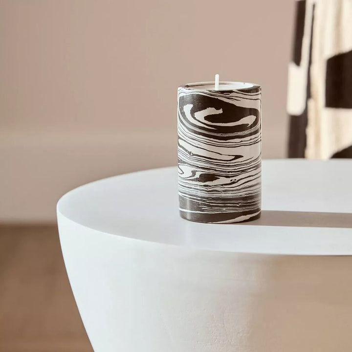 Helsa Black & White Marble Two Way Candle Holder