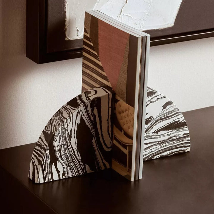 Helsa Black & White Marble Set of Two Bookends