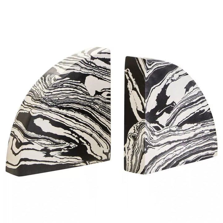 Helsa Black & White Marble Set of Two Bookends