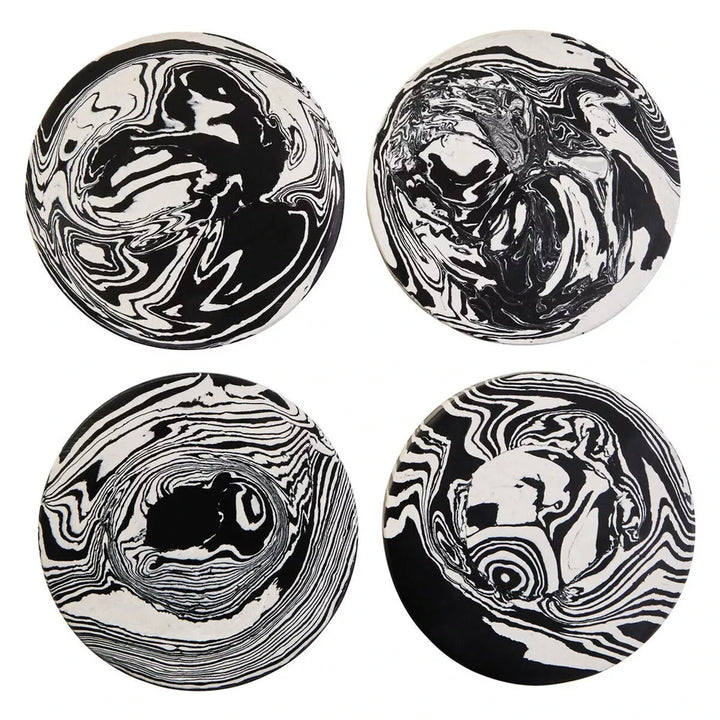 Helsa Set of Four Black & White Marble Coasters