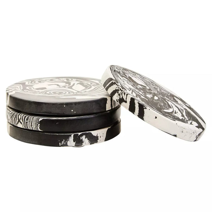 Helsa Set of Four Black & White Marble Coasters