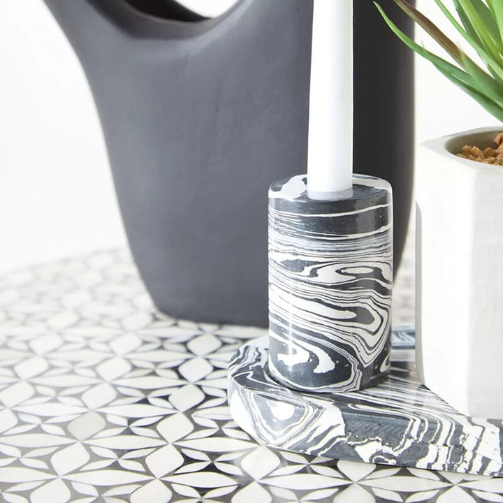 Helsa Black & White Oval Marble Tray