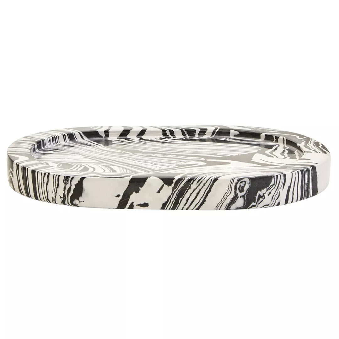 Helsa Black & White Oval Marble Tray
