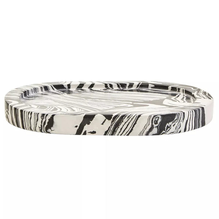 Helsa Black & White Oval Marble Tray