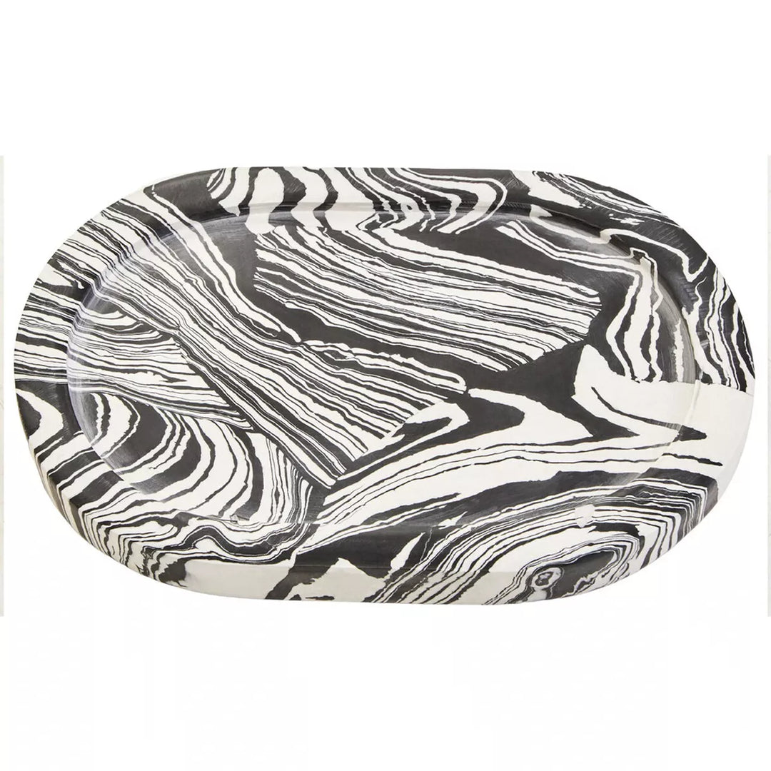 Helsa Black & White Oval Marble Tray