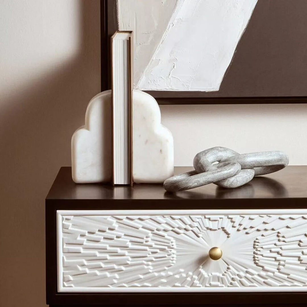 Savio White Marble Set Of Two Bookends