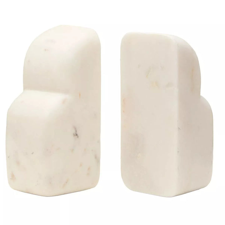 Savio White Marble Set Of Two Bookends