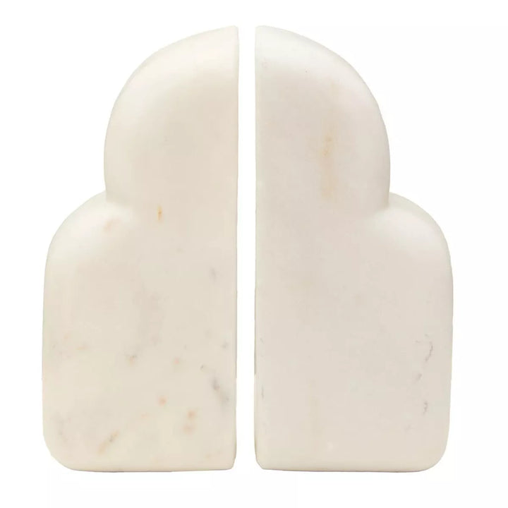 Savio White Marble Set Of Two Bookends