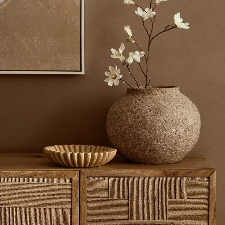 Sanai Cotton Mache & Coco Shell Round Vase