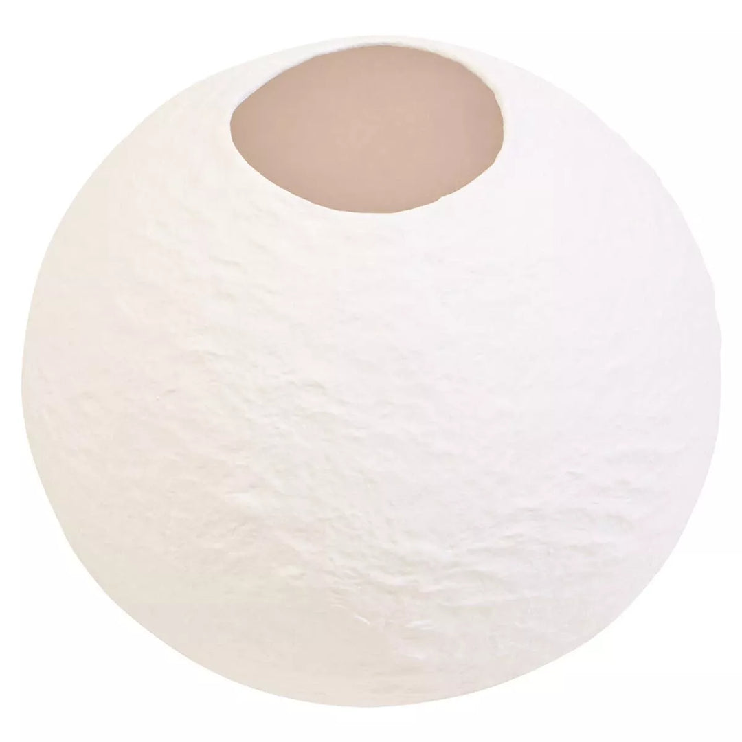 Sanai Cotton Mache Round Vase - White