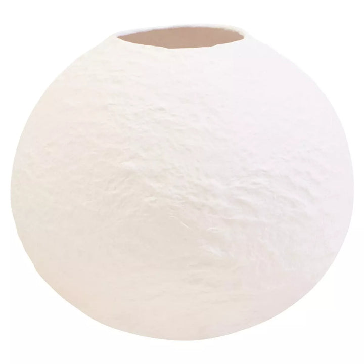 Sanai Cotton Mache Round Vase - White