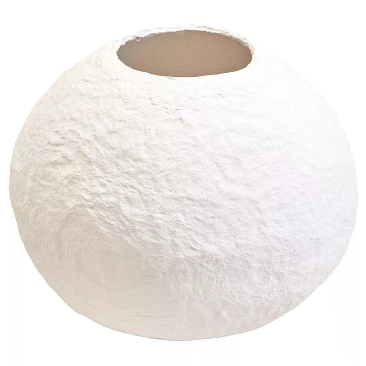 Sanai Cotton Mache Round Vase - White
