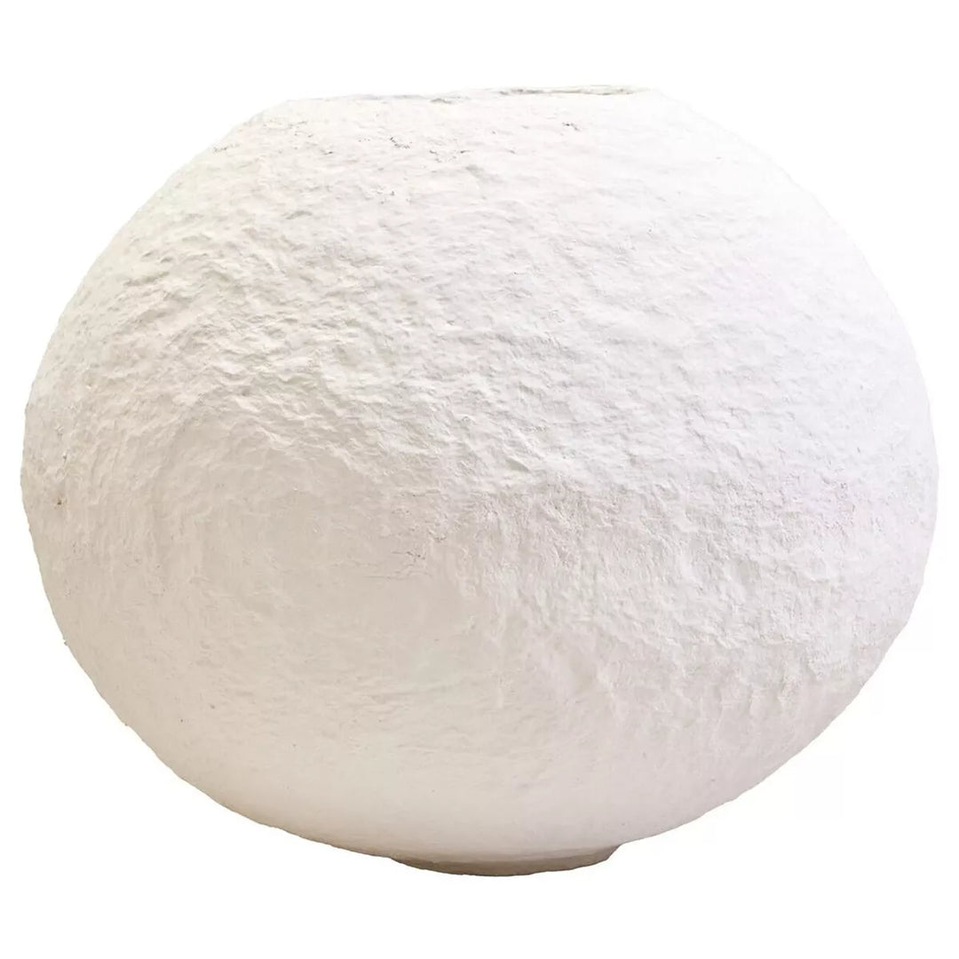 Sanai Cotton Mache Round Vase - White