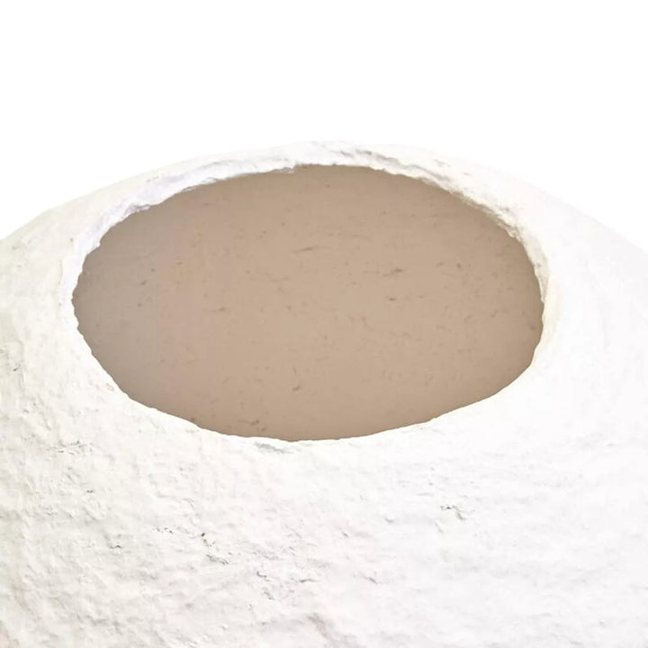 Sanai Cotton Mache Round Vase - White