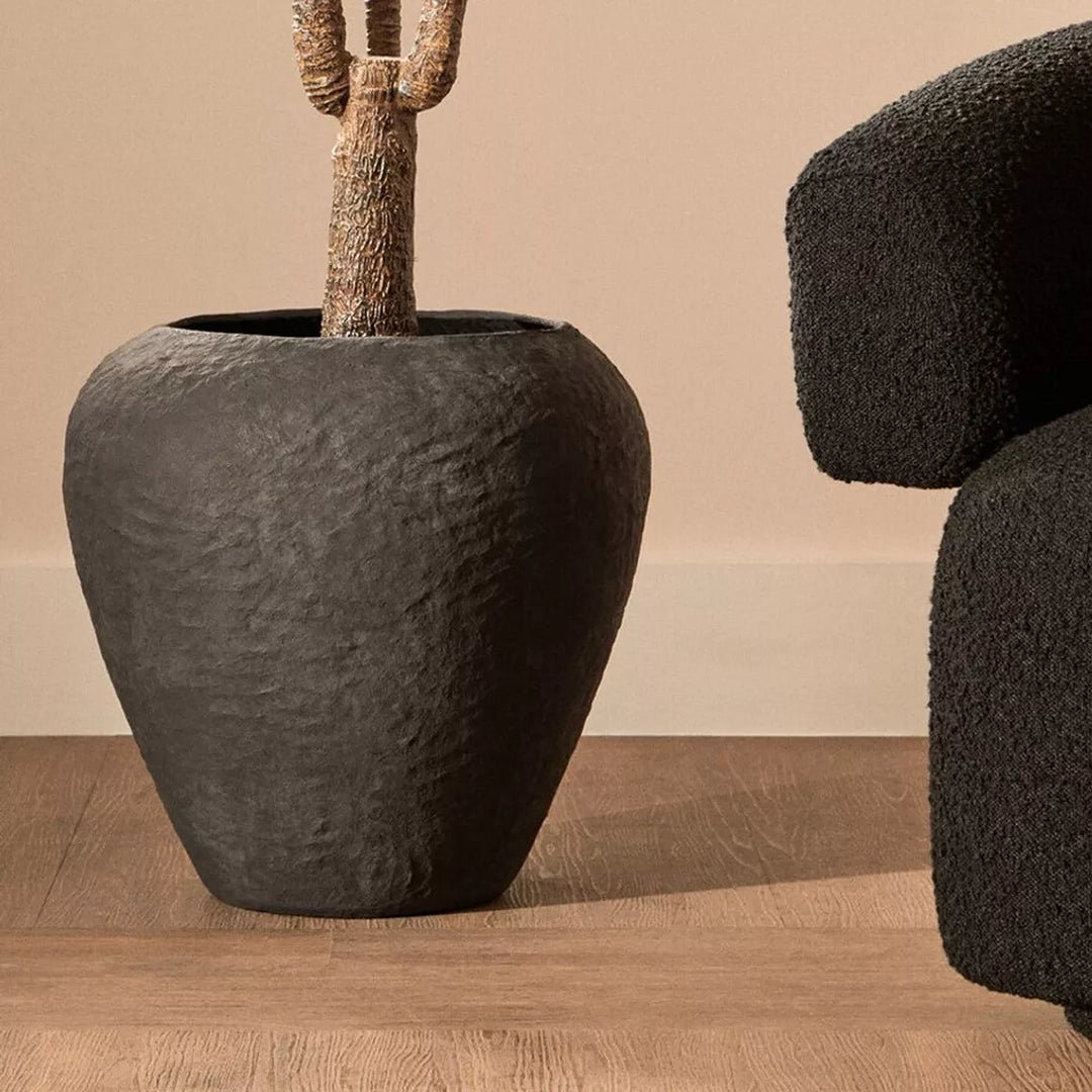 Sanai Cotton Mache Large Planter - Black