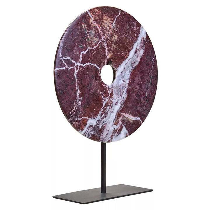 Salmo Marble Round Disc Sculpture - Red