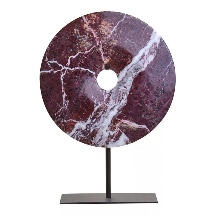 Salmo Marble Round Disc Sculpture - Red