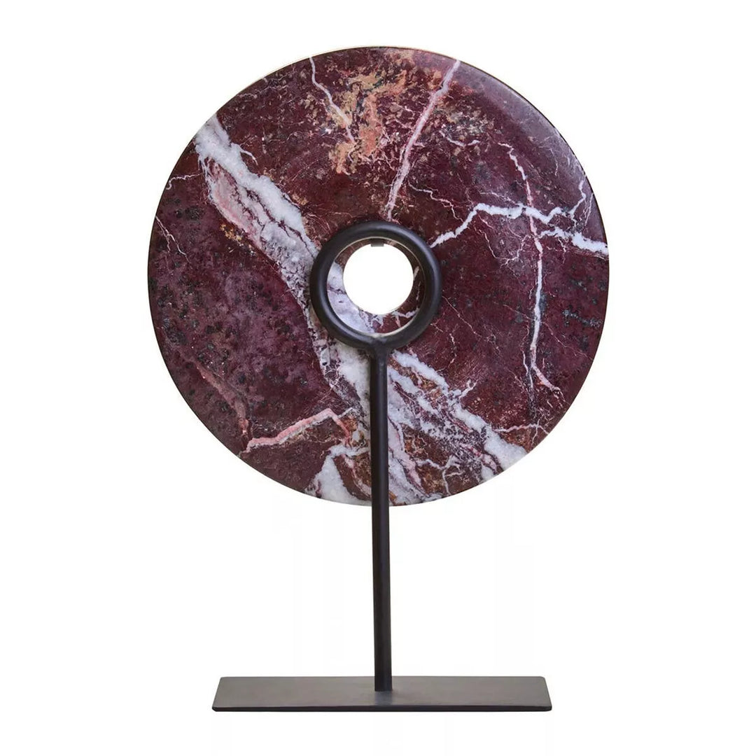 Salmo Marble Round Disc Sculpture - Red