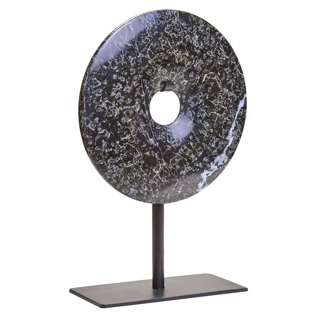 Salmo Marble Round Disc Sculpture - Black