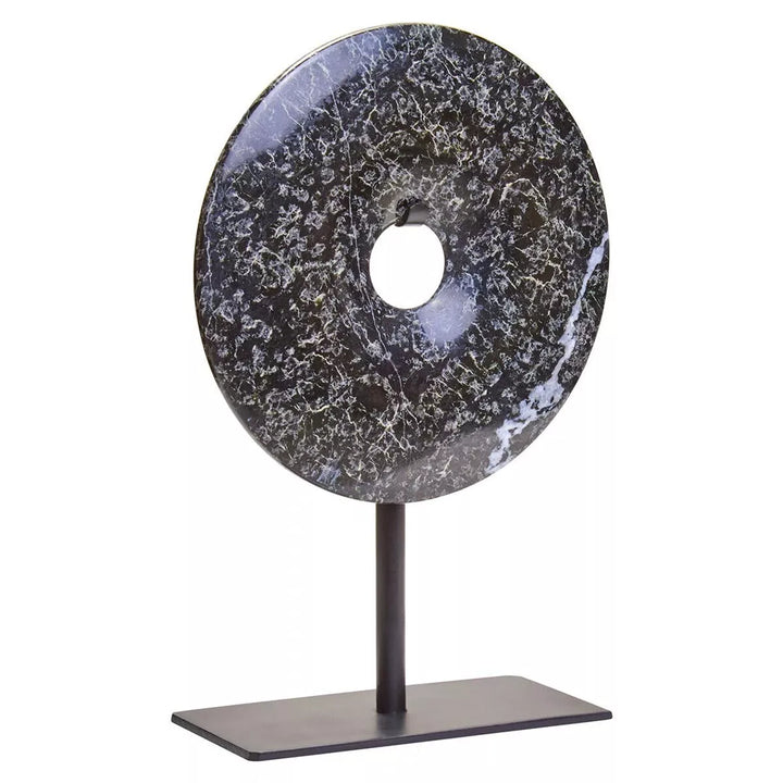 Salmo Marble Round Disc Sculpture - Black