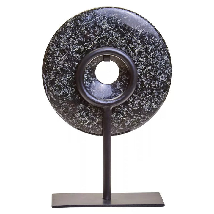 Salmo Marble Round Disc Sculpture - Black