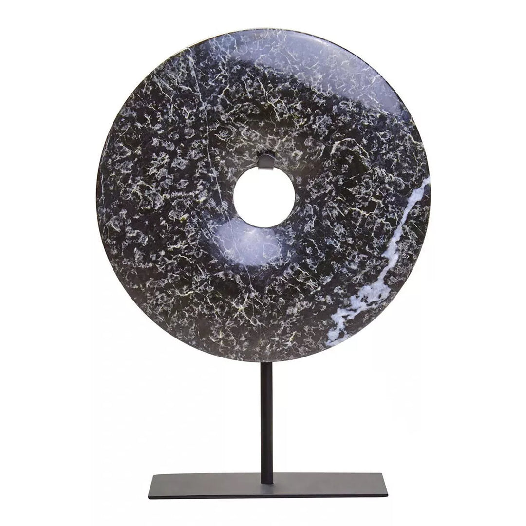 Salmo Marble Round Disc Sculpture - Black