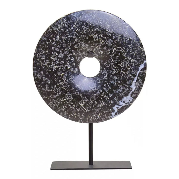 Salmo Marble Round Disc Sculpture - Black