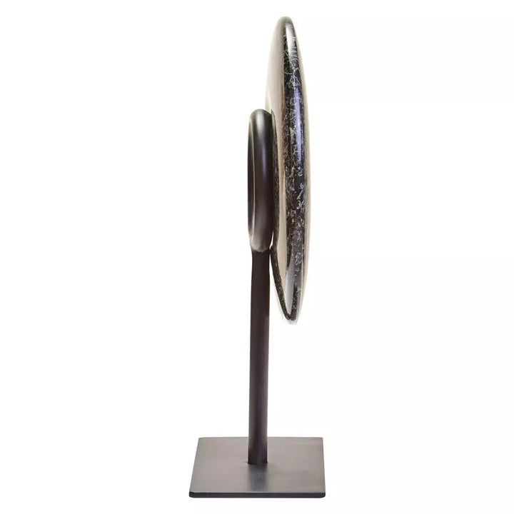 Salmo Marble Round Disc Sculpture - Black