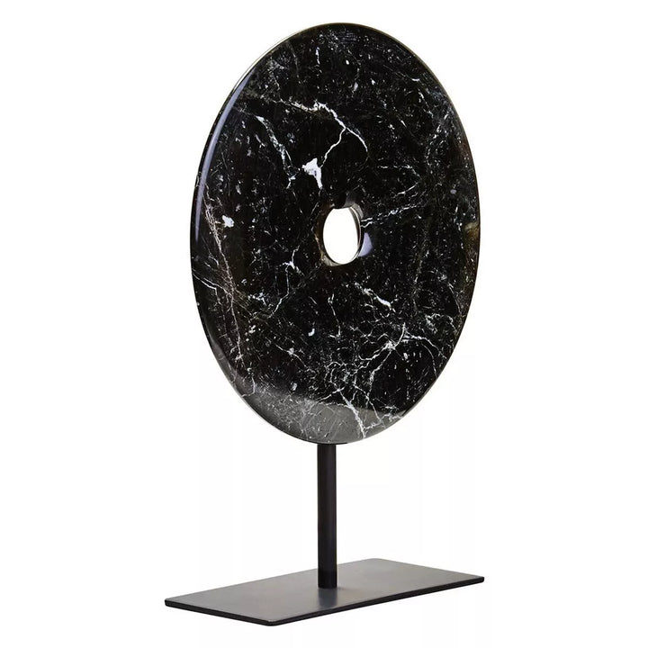 Salmo Marble Round Disc Sculpture - Black