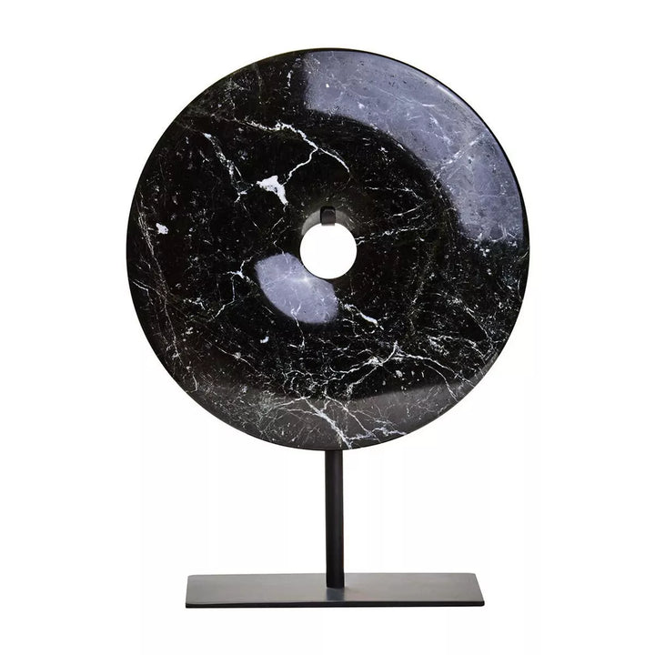 Salmo Marble Round Disc Sculpture - Black